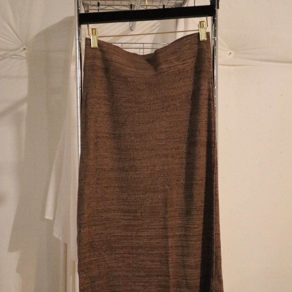 free people heathered brown midi knit skirt size small